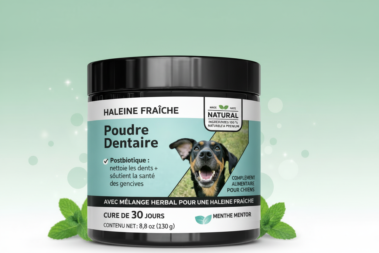 Poudre dentaire pour chien haleine fraîche et anti tartre
