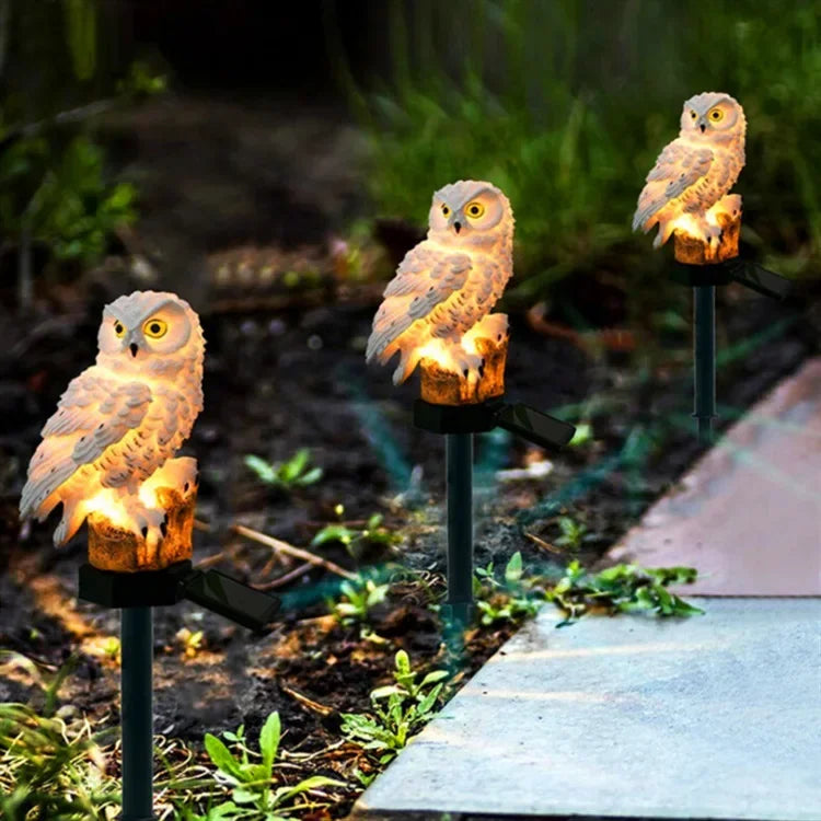 Lampe solaire de jardin Hibou