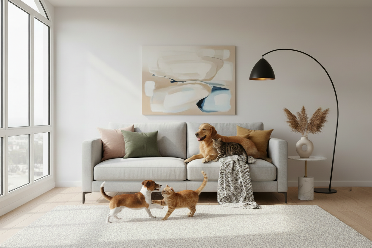 image avec des chiens et chat sympathique
